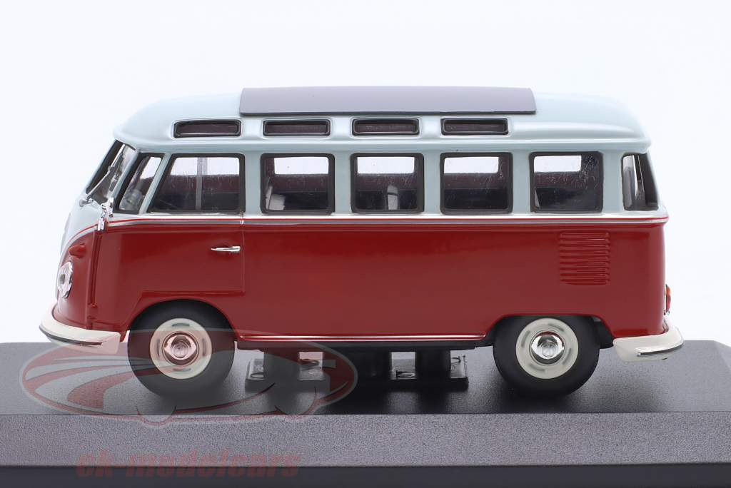 Volkswagen VW T1 Samba Bouwjaar 1961 rood / grijs 1:43 Minichamps