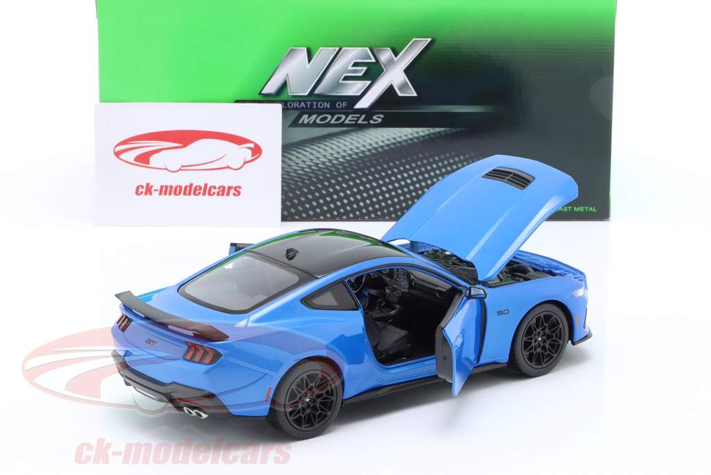 Ford Mustang GT Год постройки 2024 синий металлический / черный 1:24 Welly