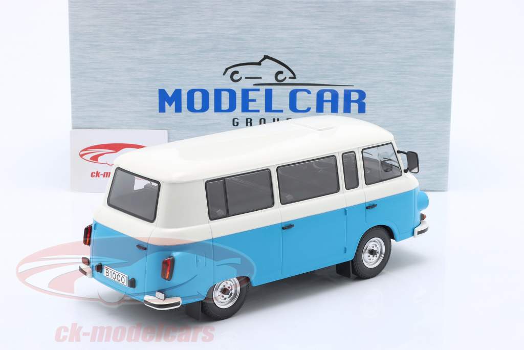 Barkas B 1000 minibus Byggeår 1965 blå / hvid 1:18 ModelCar Group