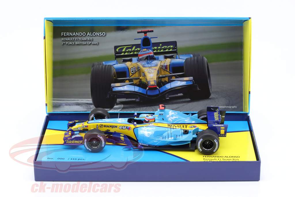 F. Alonso Renault R25 #5 2ème britannique GP formule 1 Champion du monde 2005 1:18 Minichamps