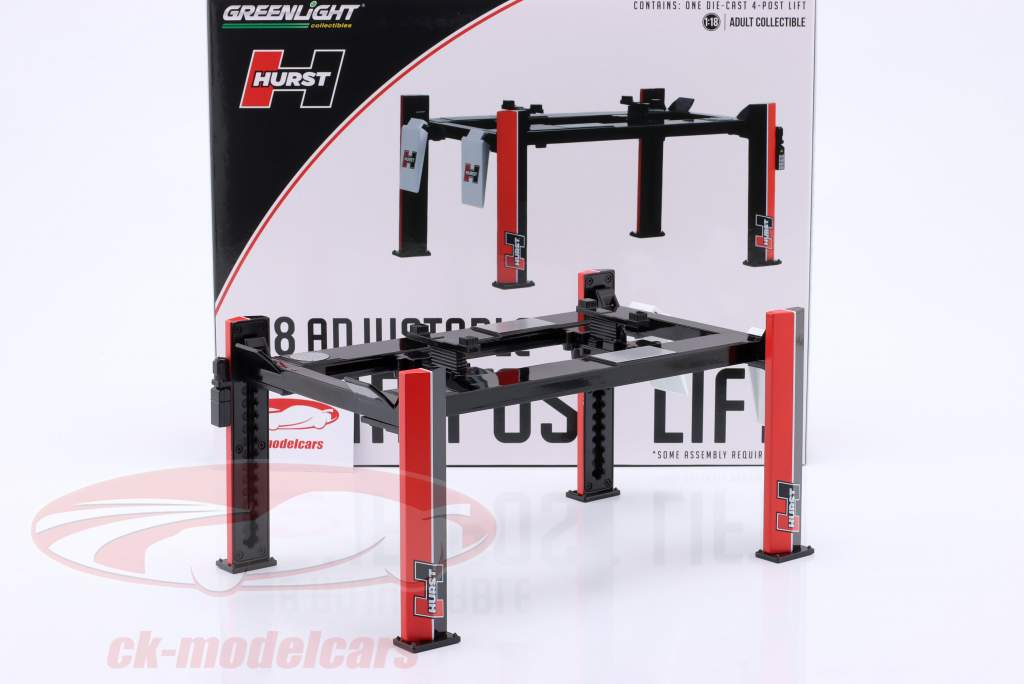 Adjustable four-post lift Hurst black / red / white 1:18 Greenlight