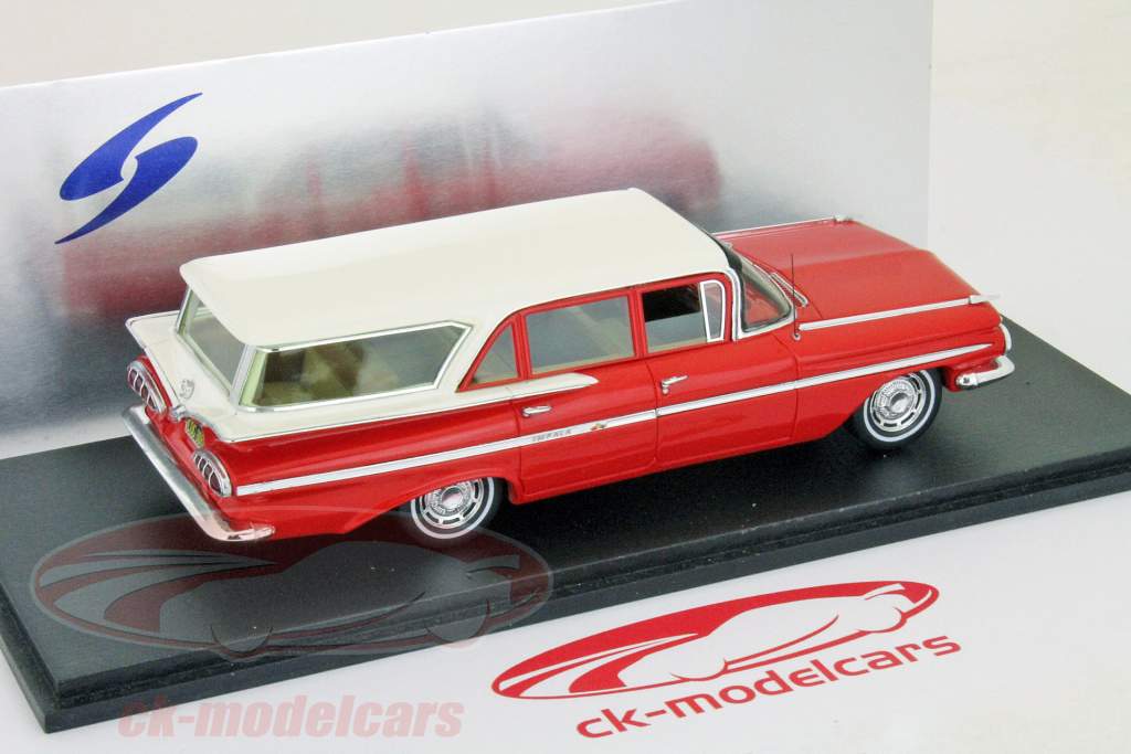 Chevrolet Impala Station Wagon 1959 red - white 1:43 spark