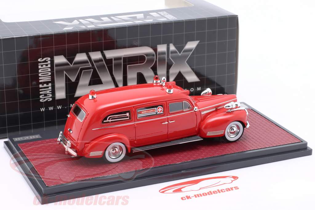 Henney-Packard 救护车 建造年份 1941 红色的 1:43 Matrix