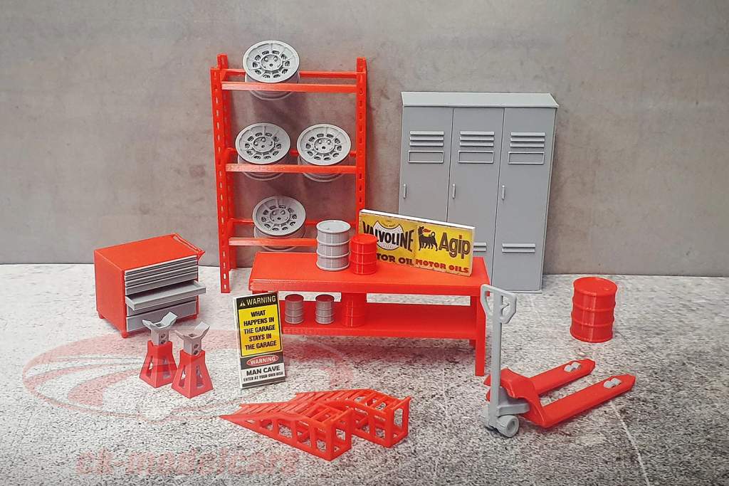 Garage Kit （大的） 红色的 1:18 Dioramatoys