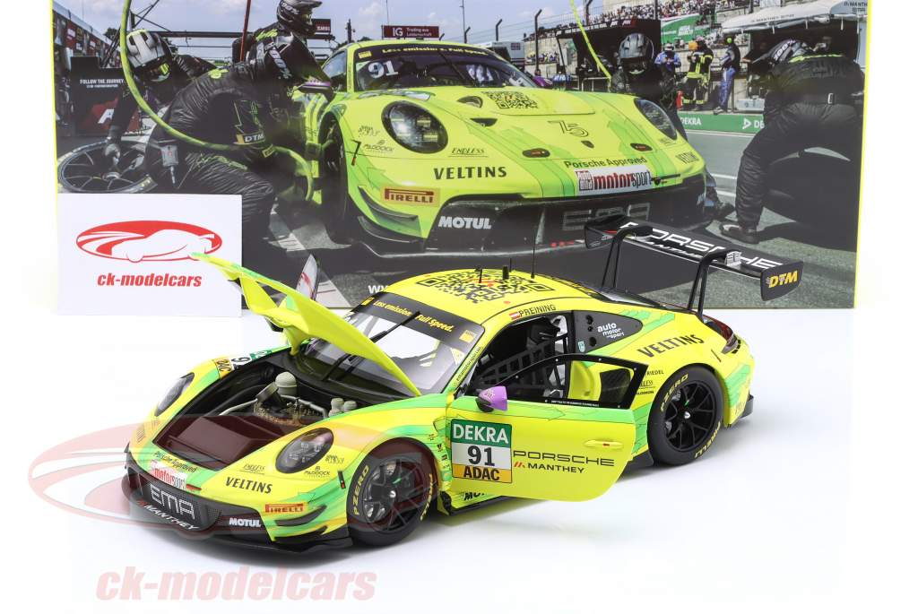 Porsche 911 GT3 R #91 ganhador Norisring DTM campeão 2023 Preining Manthey Grello 1:18 Minichamps