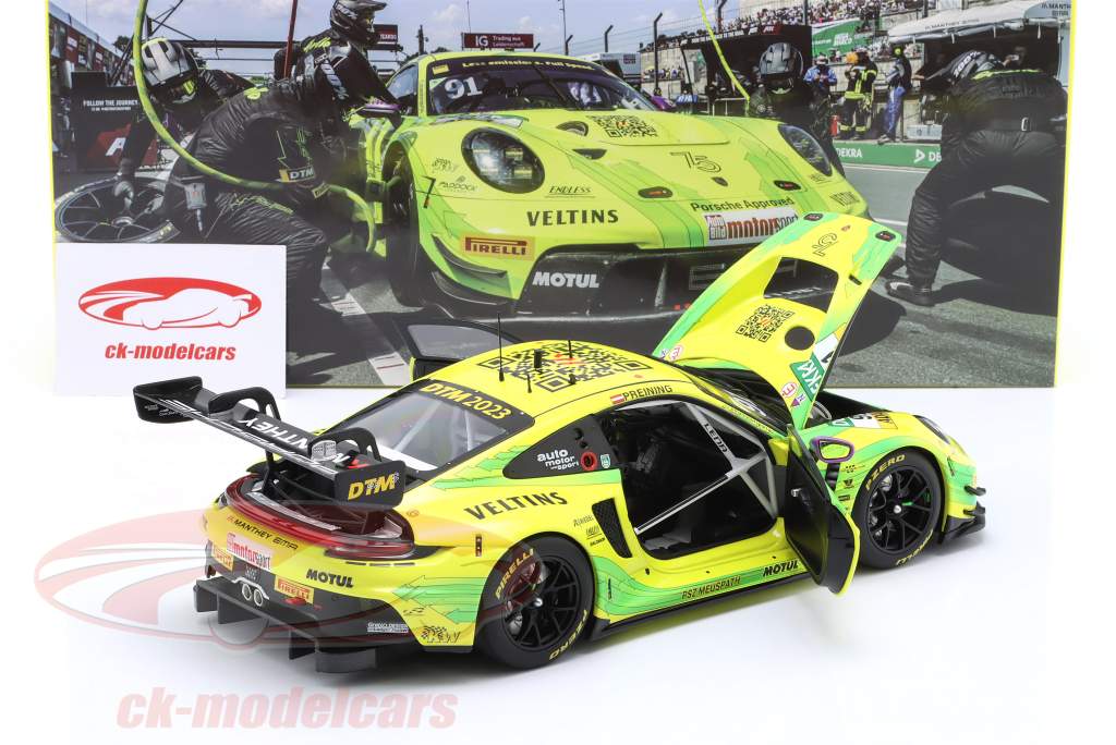 Porsche 911 GT3 R #91 ganhador Norisring DTM campeão 2023 Preining Manthey Grello 1:18 Minichamps