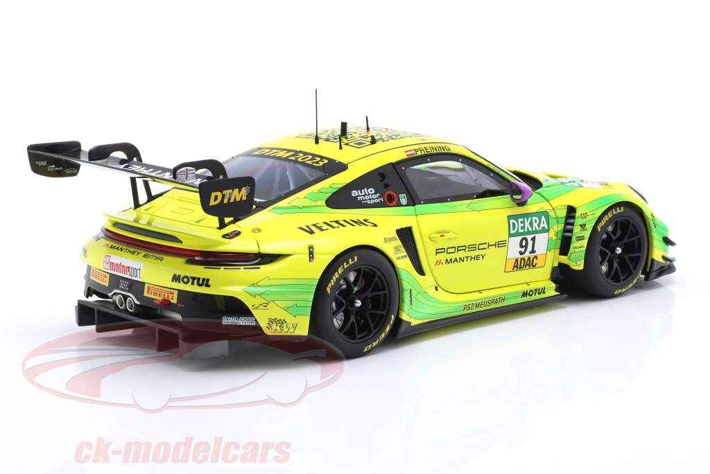 Porsche 911 GT3 R #91 ganhador Norisring DTM campeão 2023 Preining Manthey Grello 1:18 Minichamps