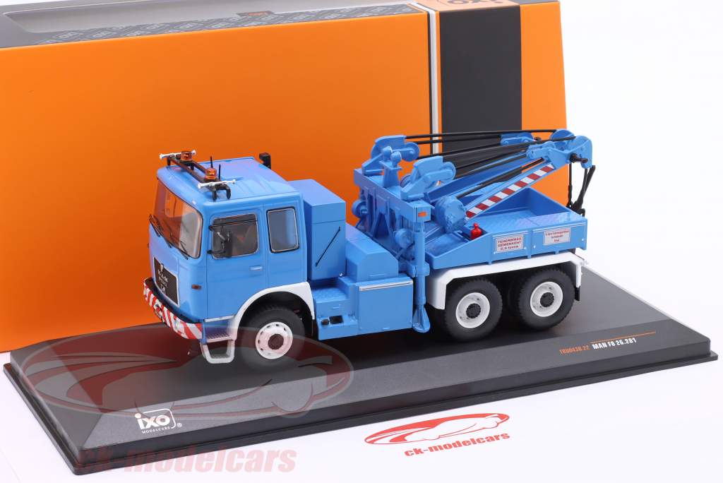 Man F8 Truck Abschleppwagen Baujahr 1982 Wrecker Road Service blau 1:43 Ixo