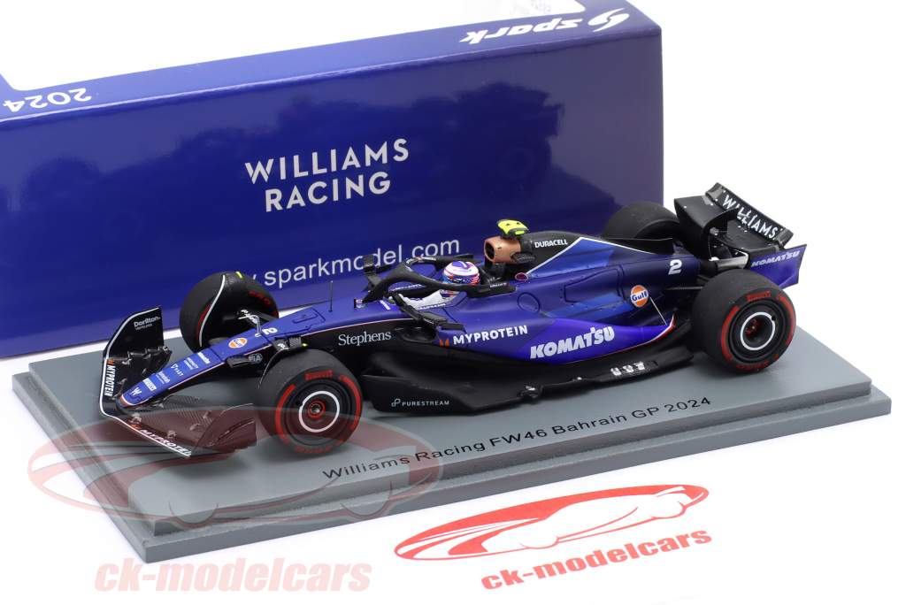 ミニカー Williams Racing FW46 Logan Sargeant 2024 Spark 1:43 Logan Sargeant Williams FW46 #2 Bahrain GP