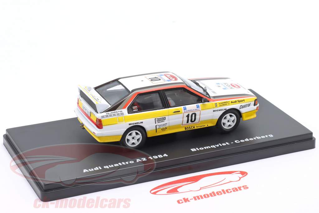 Audi Quattro A2 #10 优胜者 Rallye 卫城 1984 Blomqvist, Cederberg 1:43 Altaya