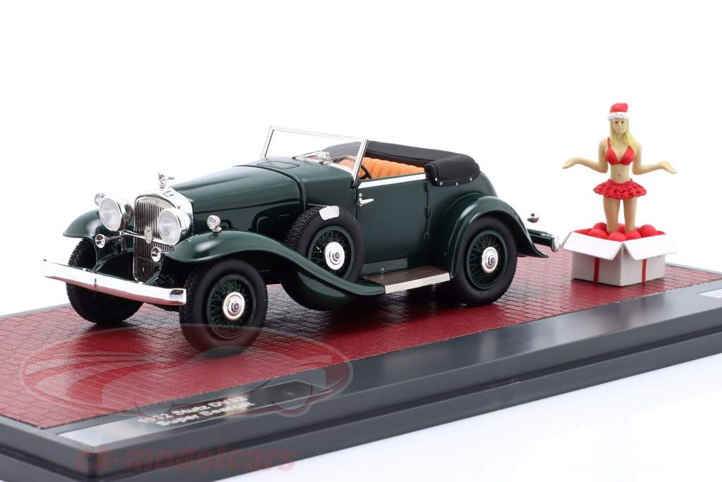 Stutz DV32 Super Bearcat Open 1932 Natale con figura verde scuro 1:43 Matrix
