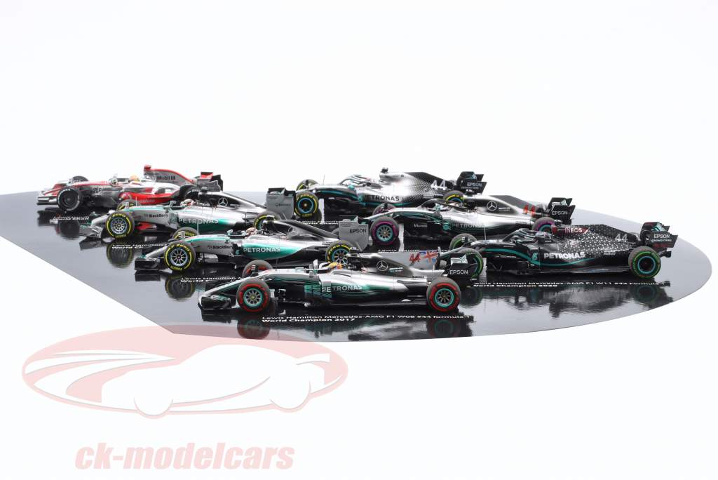 7-Car Set Lewis Hamilton 7 gange formel 1 Verdensmester 1:43 Minichamps