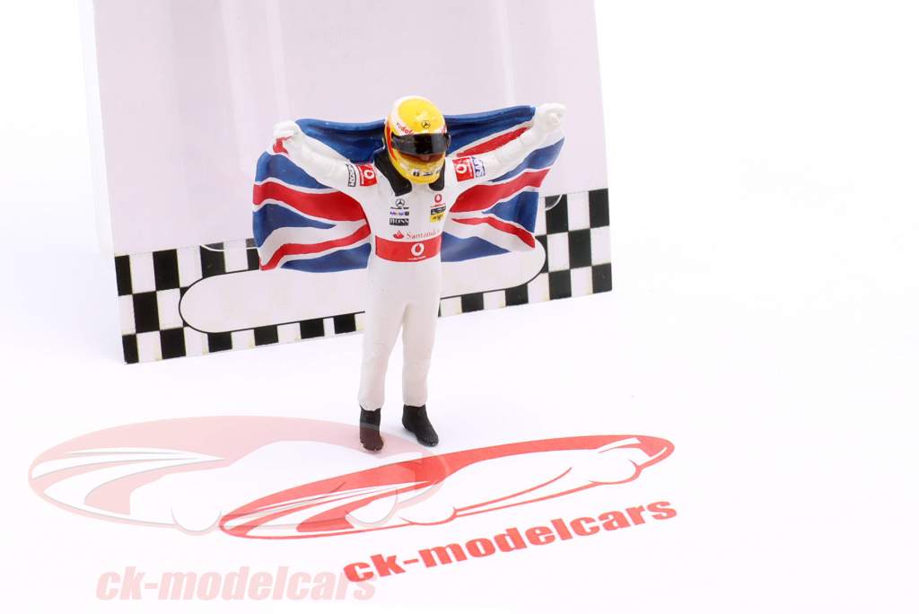 Lewis Hamilton with British flag Formula 1 2007 figure 1:43 Cartrix