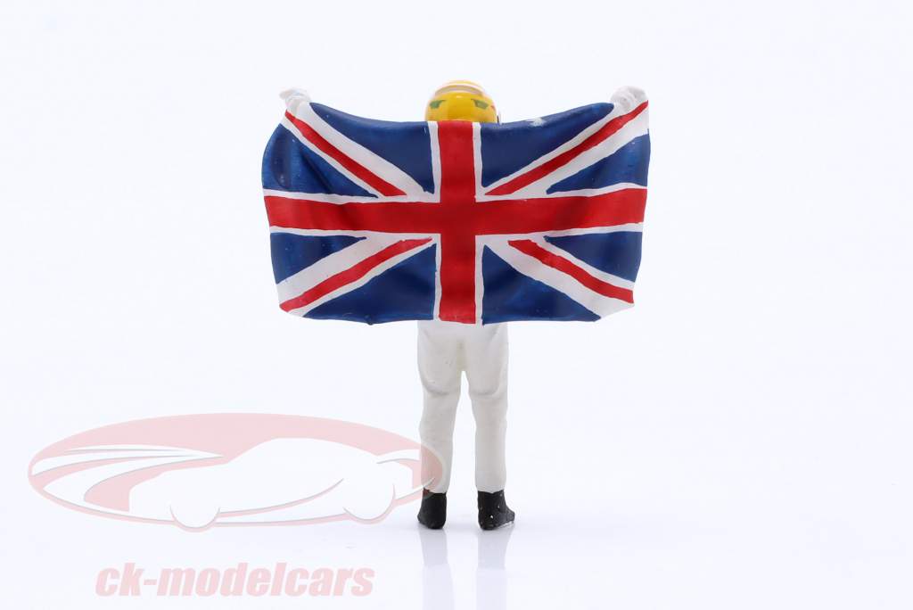 Lewis Hamilton med britisk flag formel 1 2007 figur 1:43 Cartrix
