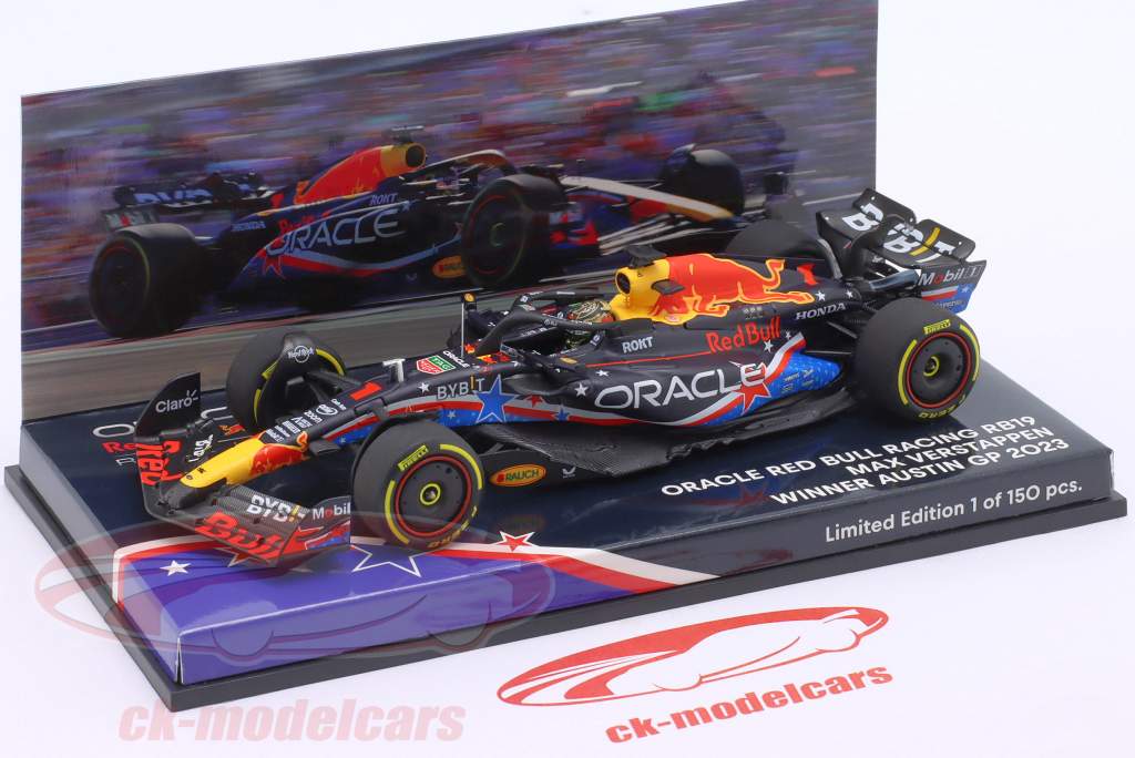Max Verstappen Red Bull RB19 #1 gagnant USA GP formule 1 Champion du monde 2023 1:43 Minichamps