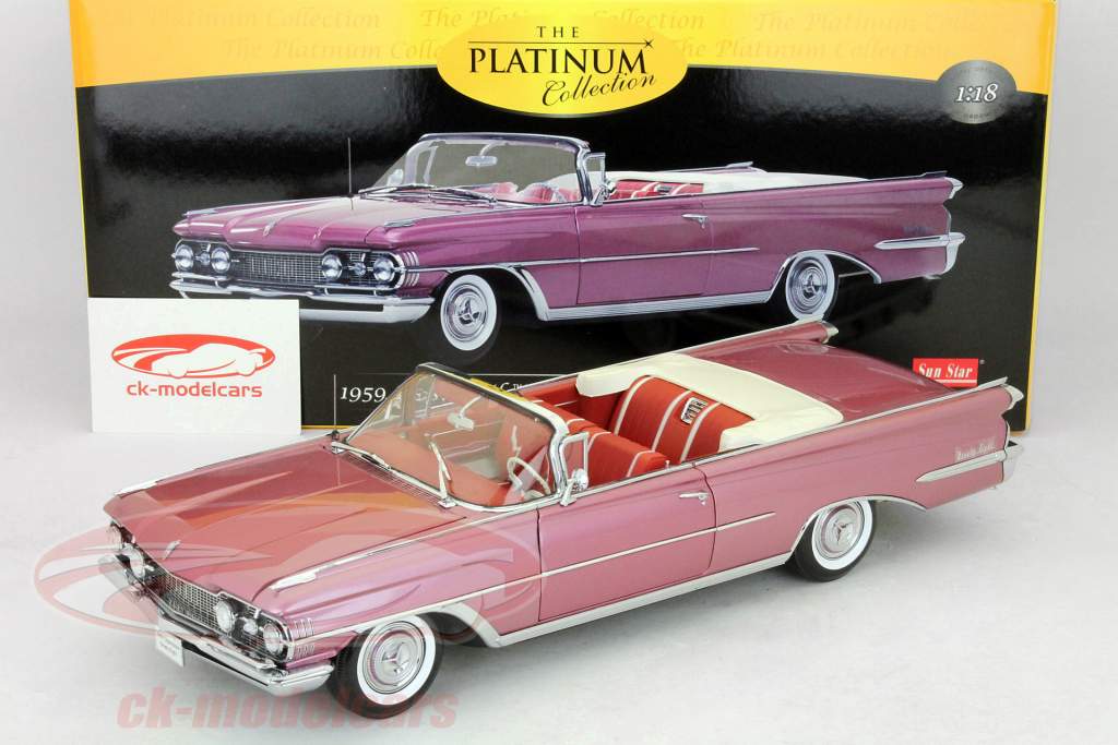 Oldsmobile 98 Convertible был открыт в 1959 бордовый 1:18 SunStar