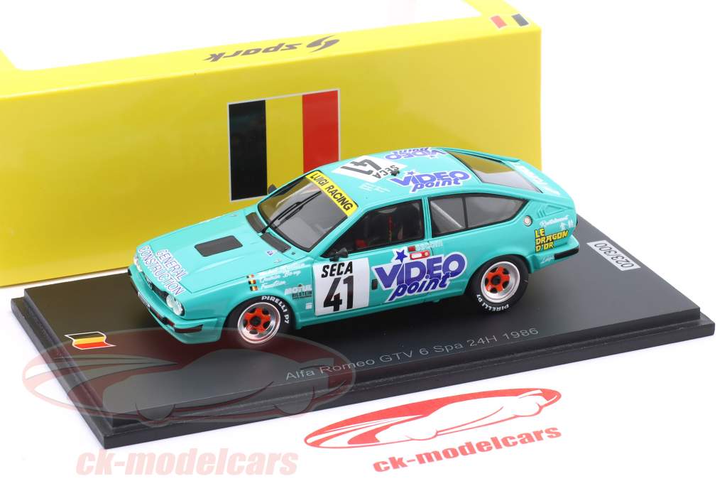 Alfa Romeo Alfetta GTV/6 #41 9º 24h Spa 1986 Maillien, Bovy, Faustein 1:43 Spark