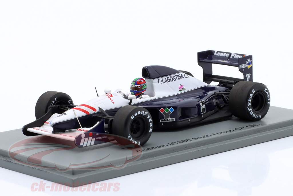 Eric van de Poele Brabham BT60B #7 ЮАР GP формула 1 1992 1:43 Spark