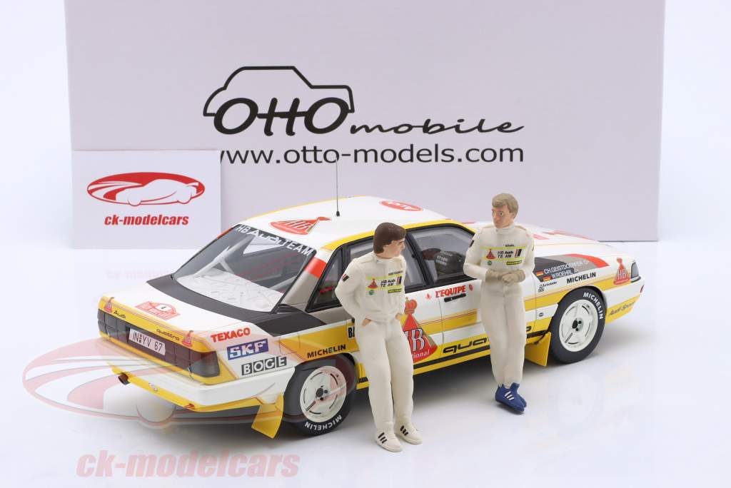 Set: Audi 200 quattro #4 3e verzameling Monte Carlo 1987 met Figuren Röhrl, Geistdörfer 1:18 OttOmobile