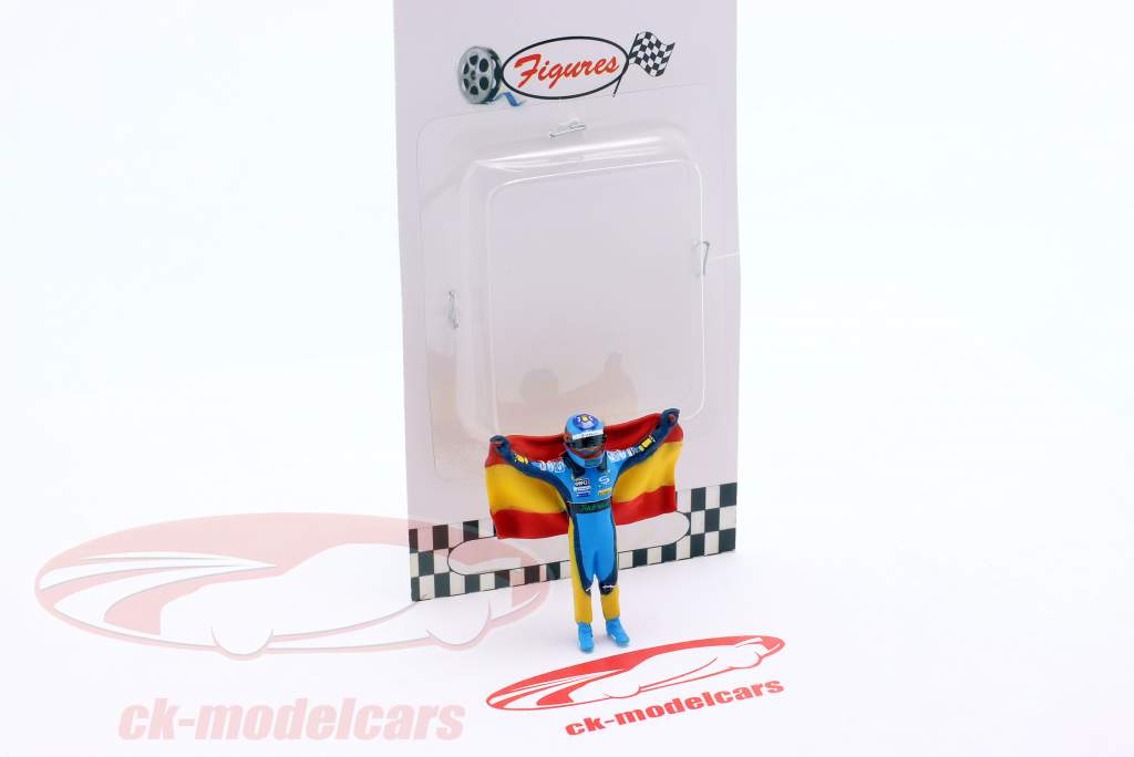 figura Fernando Alonso com bandeira azul, amarelo 1:43 Cartrix