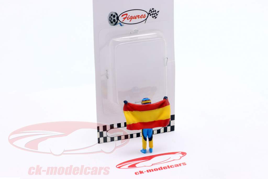 chiffre Fernando Alonso avec drapeau bleu, jaune 1:43 Cartrix