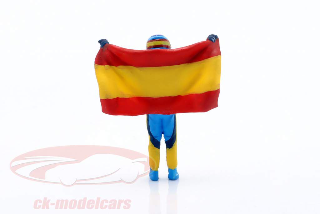 figura Fernando Alonso com bandeira azul, amarelo 1:43 Cartrix