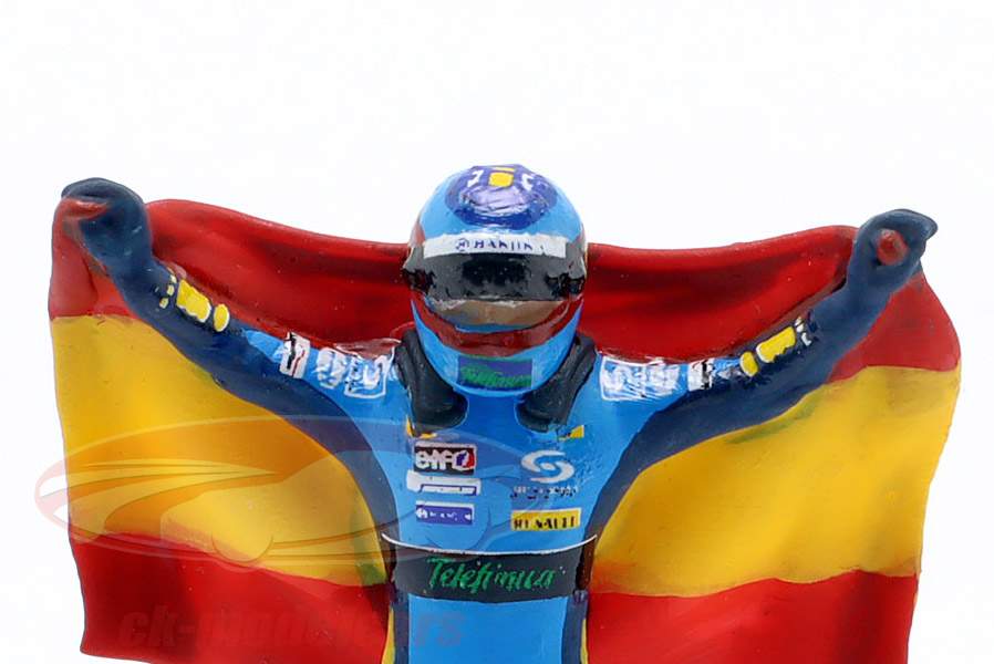 figura Fernando Alonso com bandeira azul, amarelo 1:43 Cartrix