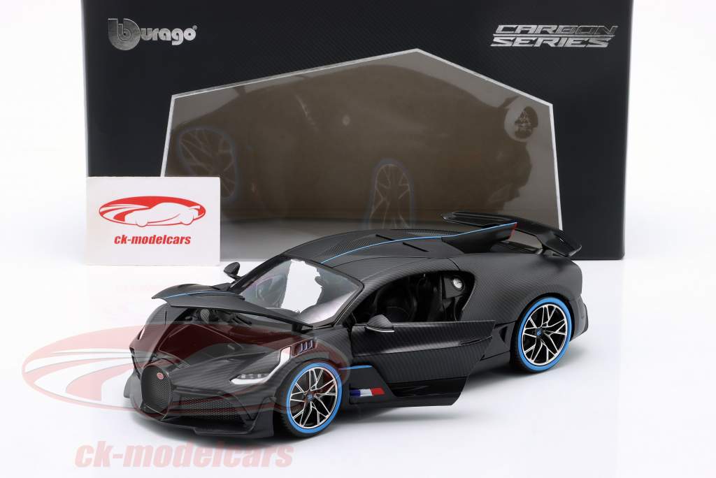 Bugatti Divo 50th Bburago Anniversary 2018 stuoia nero / carbonio fibra 1:18 Bburago