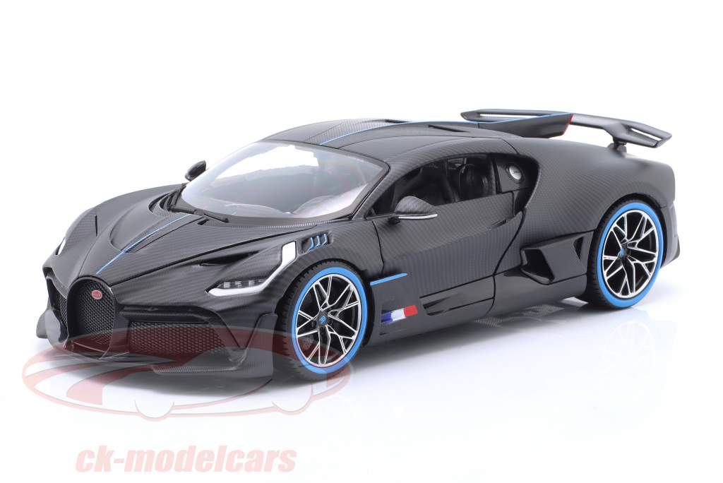 Bugatti Divo 50th Bburago Anniversary 2018 stuoia nero / carbonio fibra 1:18 Bburago