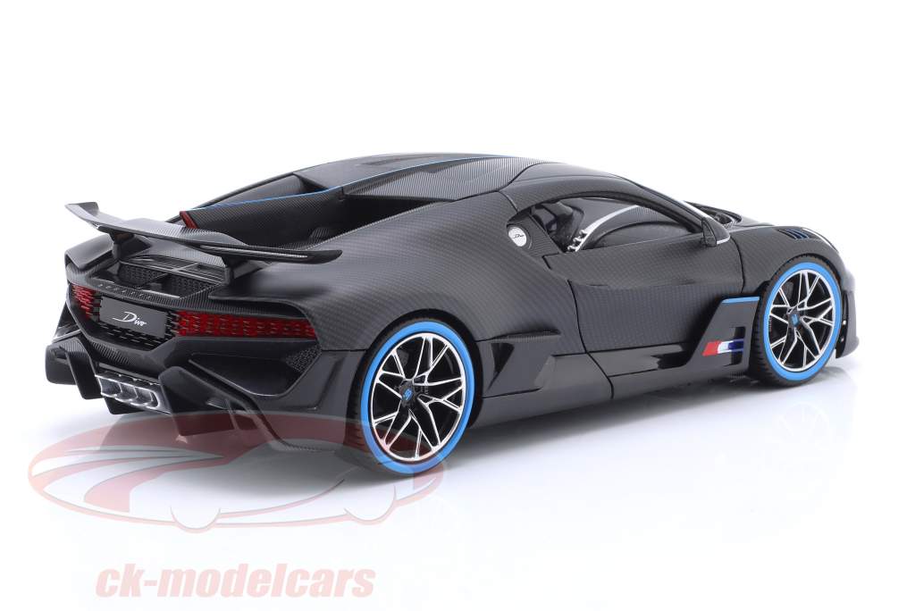 Bugatti Divo 50th Bburago Anniversary 2018 tapis noir / carbone fibre 1:18 Bburago