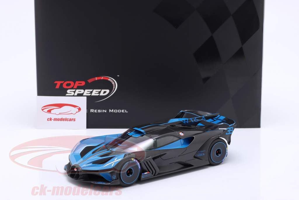 第二选择/ Bugatti Bolide 推介会 车 2020 蓝色的 / 黑色的 1:18 TrueScale