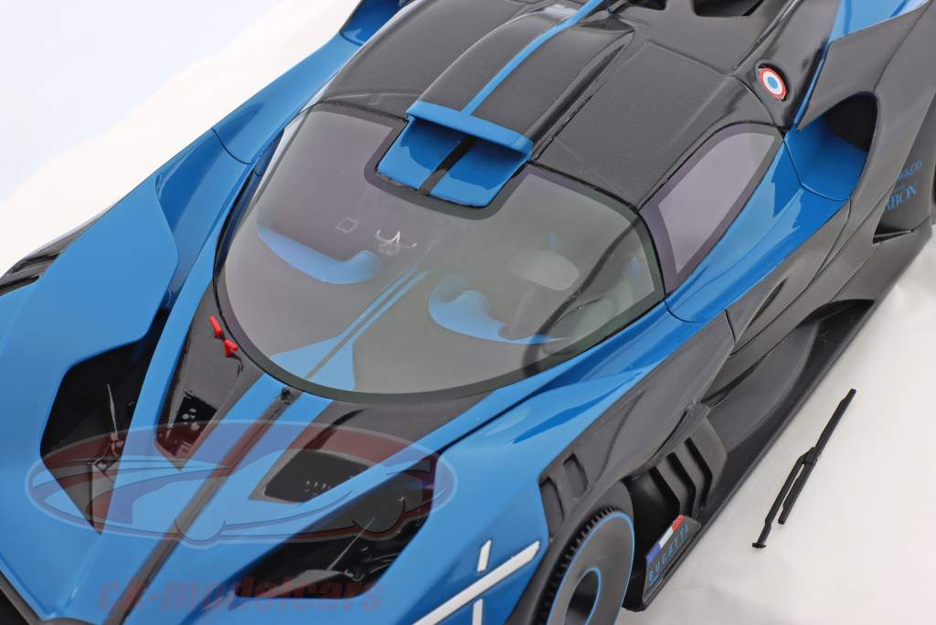 2. valg/ Bugatti Bolide Præsentation Bil 2020 blå / sort 1:18 TrueScale