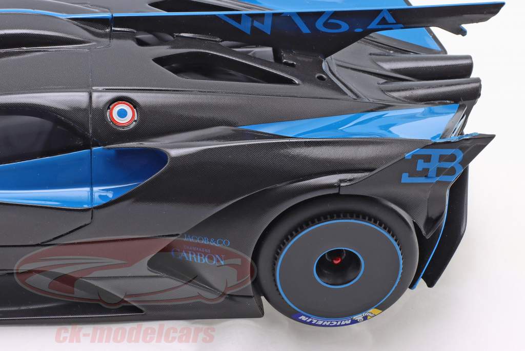 2ème choix/ Bugatti Bolide Présentation Voiture 2020 bleu / noir 1:18 TrueScale