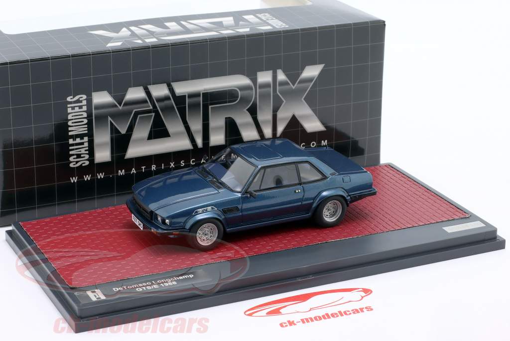 De Tomaso Longchamp GTS/E bouwjaar 1988 blauw metalen 1:43 Matrix