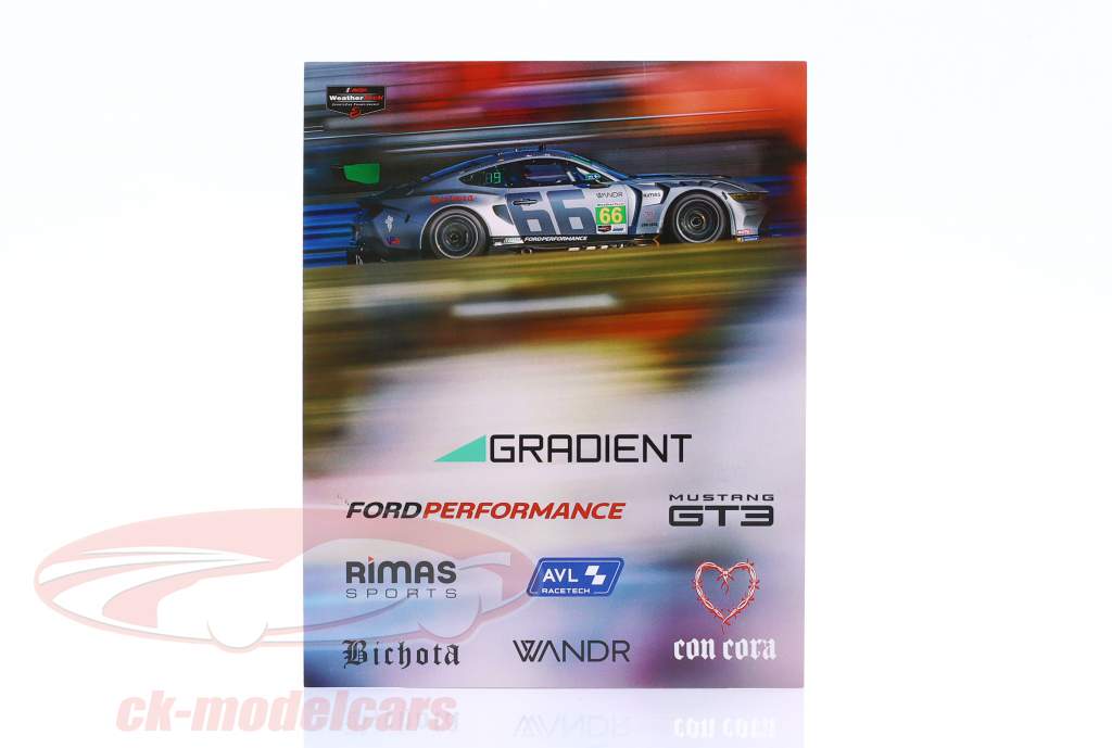 Ford Mustang GT3 #66 24h Daytona 2025 Gradient Racing Carta autografa
