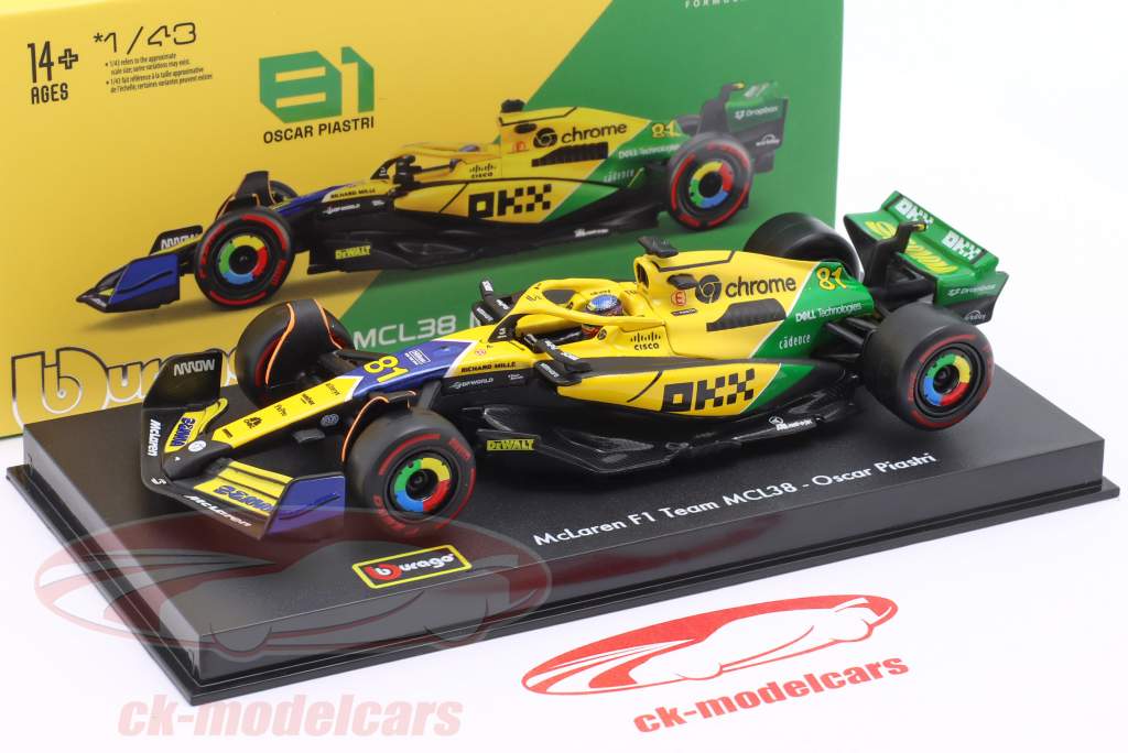 Oscar Piastri McLaren MCL38 #81 2nd Monaco GP Formula 1 2024 1:43 Bburago