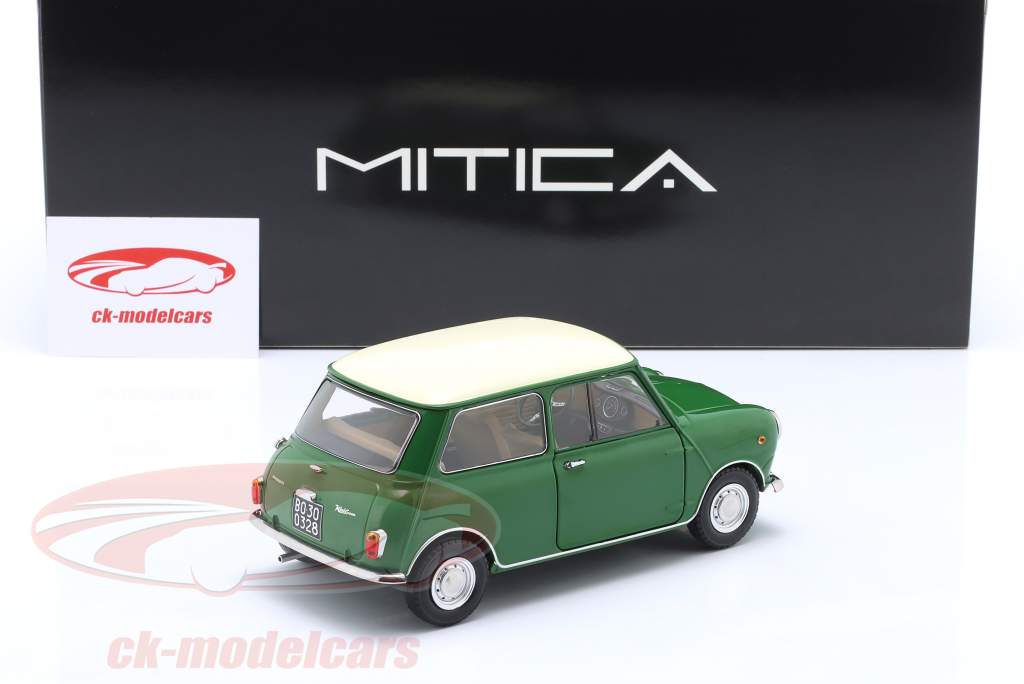 Mini Cooper MK1 ano de construção 1966 marfim verde, bege 1:18 Mitica