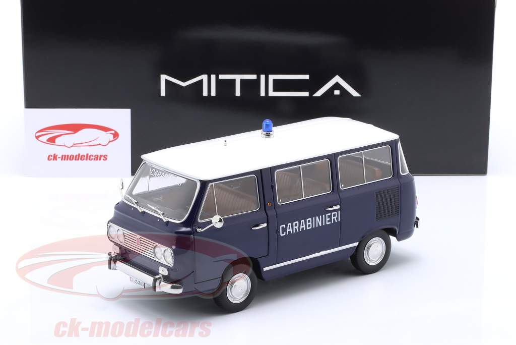 Fiat 850 Familiare Carabinieri Baujahr 1970 blau, weiß 1:18 Mitica