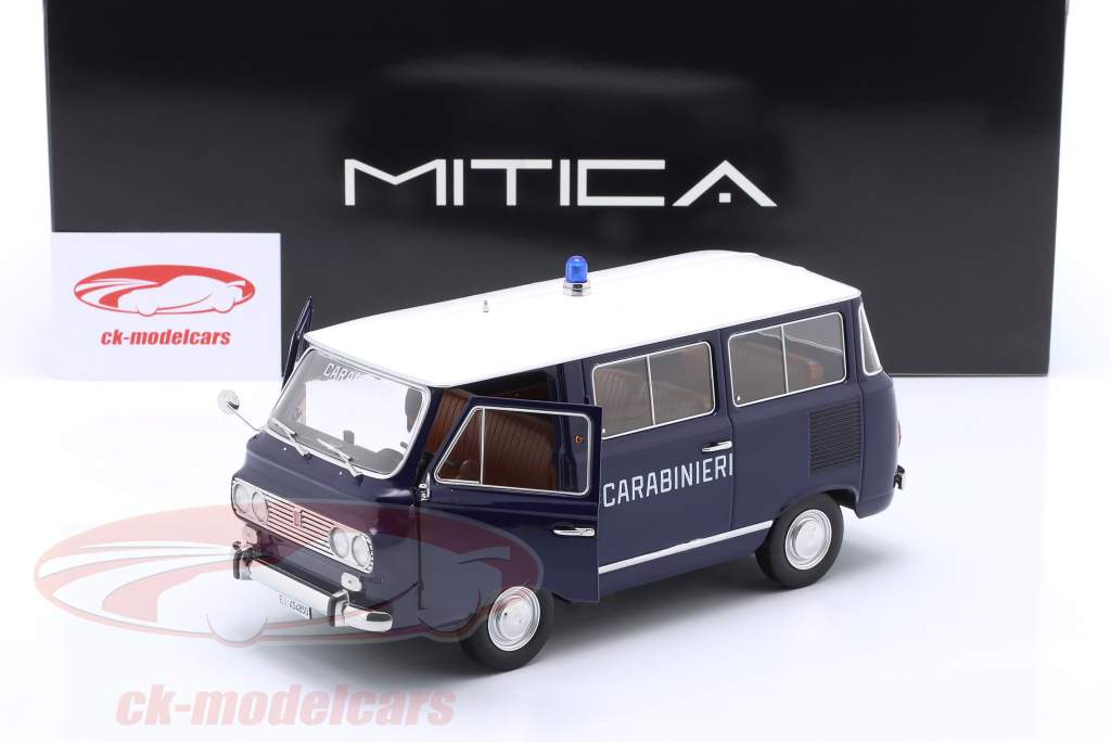 Fiat 850 Familiare Carabinieri Año de construcción 1970 azul, blanco 1:18 Mitica