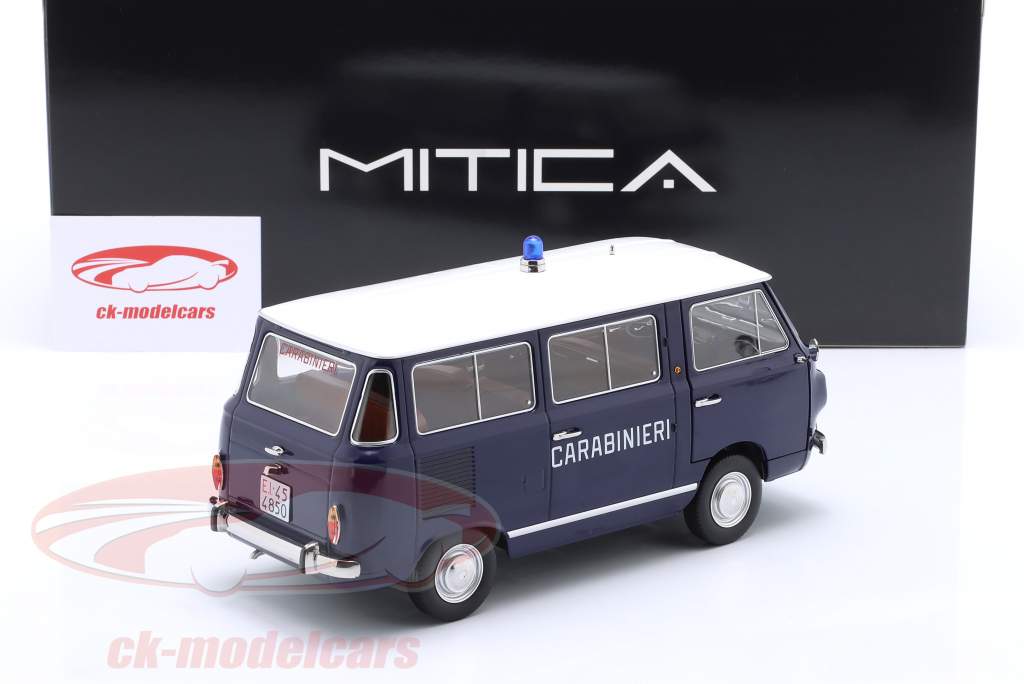 Fiat 850 Familiare Carabinieri Año de construcción 1970 azul, blanco 1:18 Mitica
