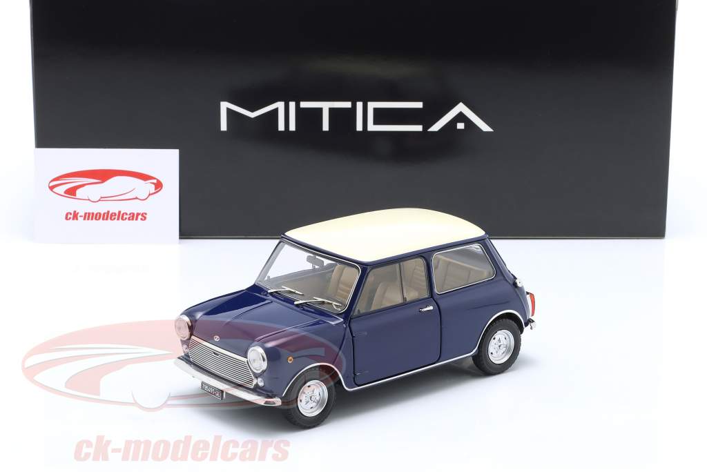 Mini Cooper MK2 ano de construção 1968 azul, bege 1:18 Mitica