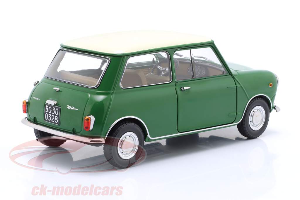 Mini Cooper MK1 ano de construção 1966 marfim verde, bege 1:18 Mitica