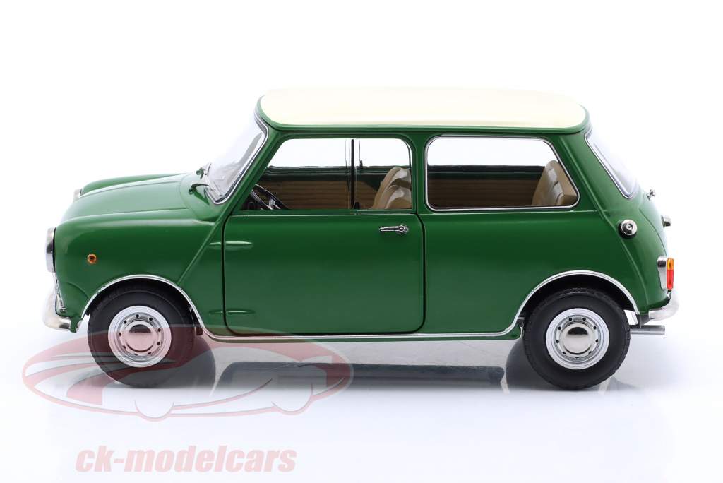 Mini Cooper MK1 Año de construcción 1966 marfil verde, beige 1:18 Mitica