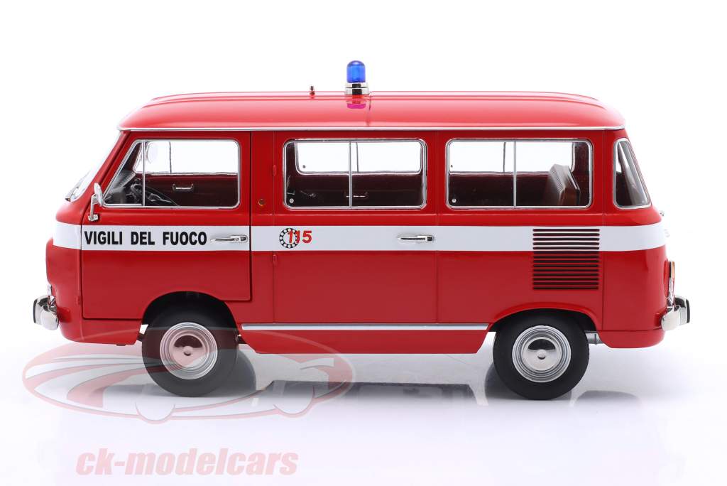 Fiat 850 Familiare Vigili Del Fuoco byggeår 1970 rød 1:18 Mitica