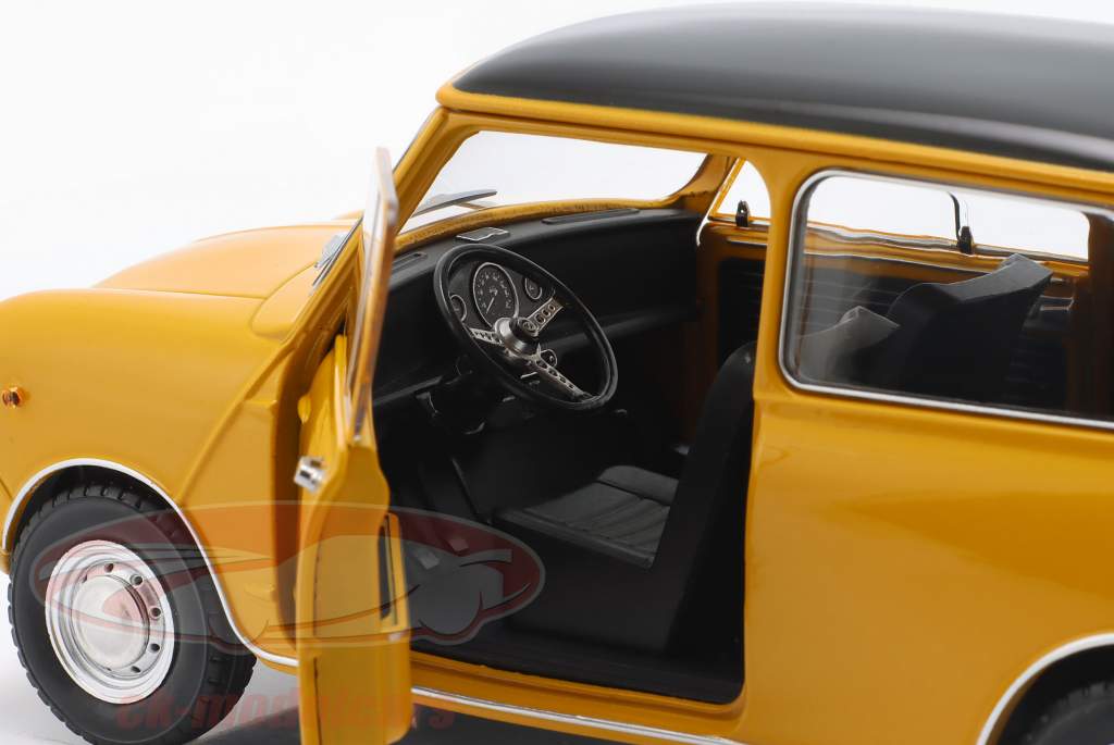 Mini Cooper MK1 byggeår 1966 gul, sort 1:18 Mitica