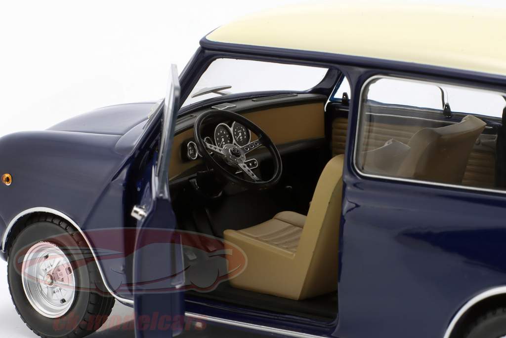 Mini Cooper MK2 Baujahr 1968 blau, beige 1:18 Mitica