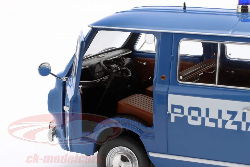 Fiat 850 Familiare Polizia 建設年 1970 水色 1:18 Mitica