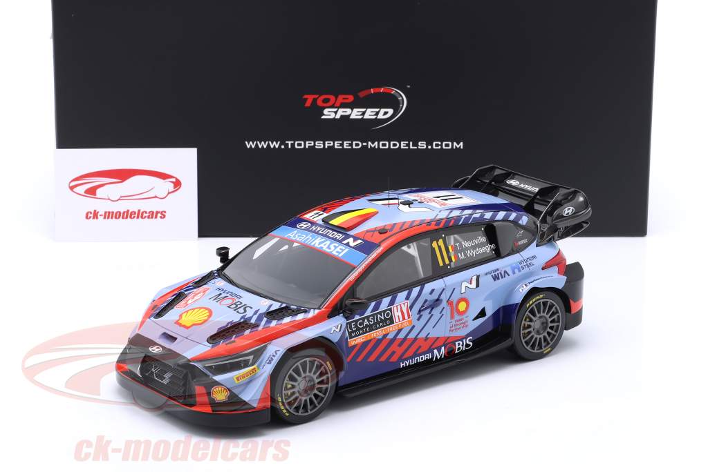 Hyundai i20 N Rally1 Hybrid #11 vincitore Rallye Monte Carlo 2024 Neuville, Wydaeghe 1:18 TrueScale