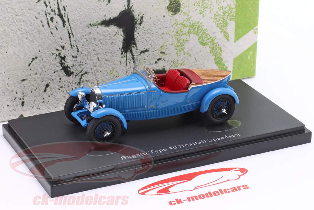 Bugatti Type 40 Boattail Speedster year 1927 blue 1:43 AutoCult