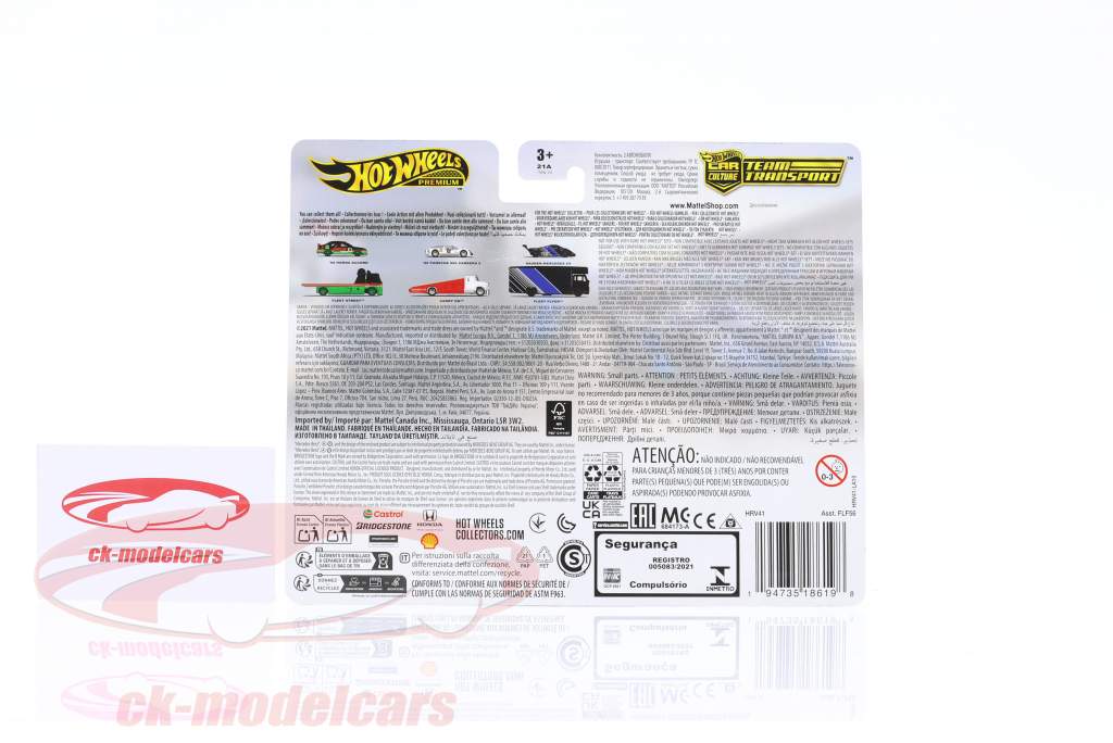 Set Team Transport: Mercedes-Benz Sauber C9 & Fleet Flyer Truck sort / blå 1:64 HotWheels